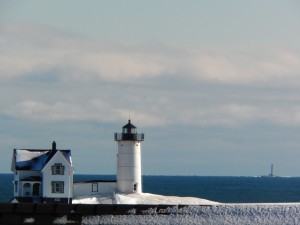 Nubble Light With Boon Island In The Back Ground